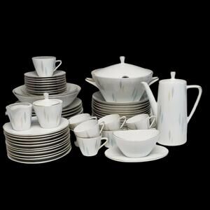 Seltmann Weiden Bavaria Monika Vintage Gold Rims Rare 64 PC Dinnerware China Set